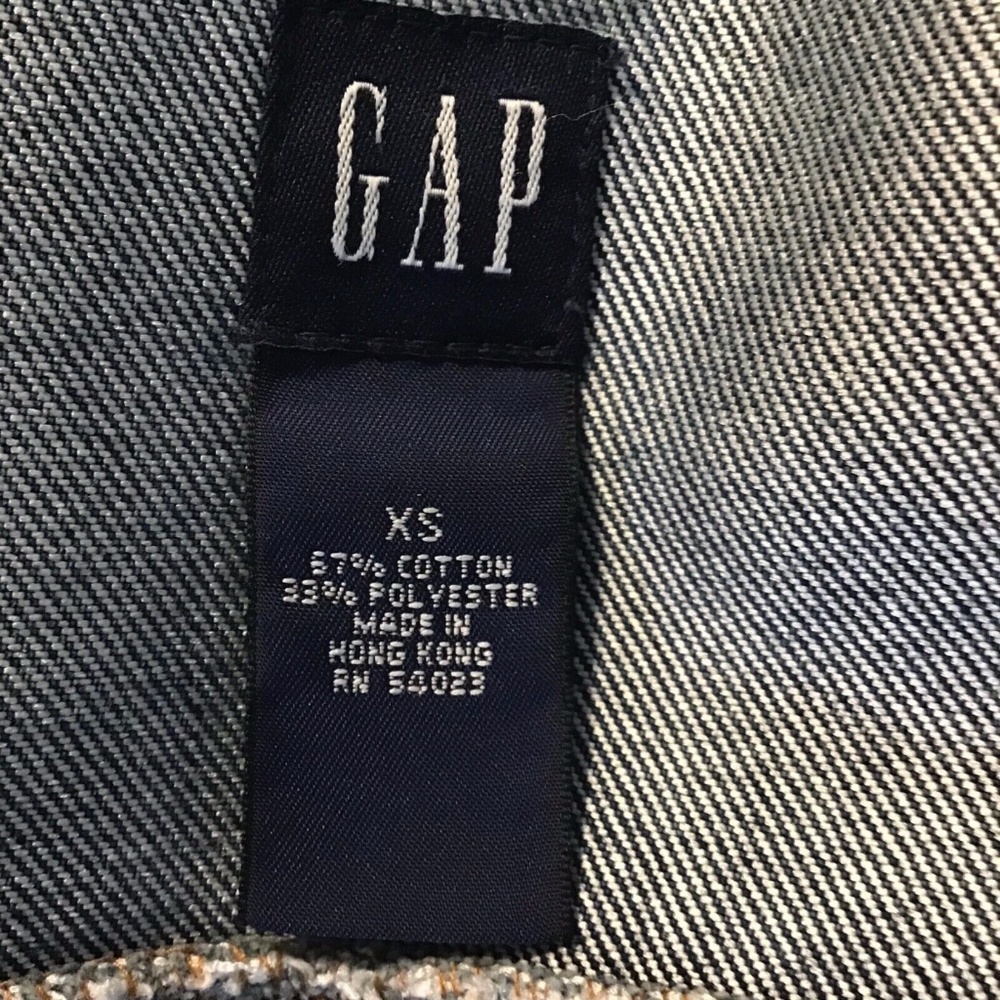 ❌SOLD❌GAP Denim Jean Jacket Dark Wash Stretchy XS - Picture 6 of 7